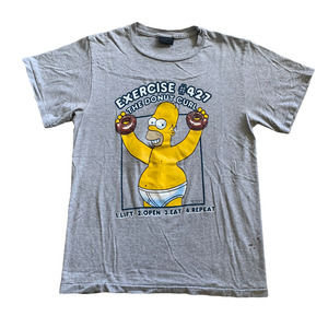 Vintage y2k Homer Simpson "The Donut Curl" Exercise #427 T-shirt (M)